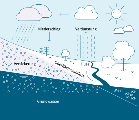 Schematische Darstellung des Wasserkreislaufs