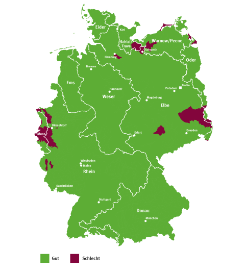 Kartendarstellung Grundwasserkörper, mengenmäßiger Zustand